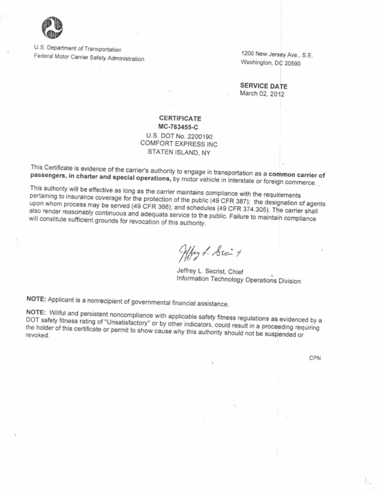 Certificate MC-763455-C Certificate MC-763455-C